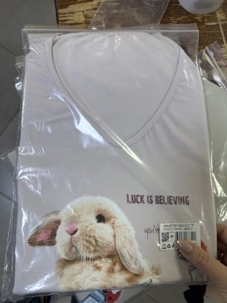 ДАМСКА ПИЖАМА ЗАЙЧЕ ТЕНИСКА И КЪСИ ПАНТАЛОНИ XL /БЛЕДО ЛИЛАВО/
