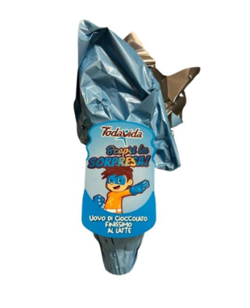 ЩРАУСОВО ЯЙЦЕ ТОДАВИДА ЗА МОМЧЕ С МЛЕЧЕН ШОКОЛАД И ИЗНЕНАДА ВЪТРЕ 150 ГР /СИН ЦЕЛУФАН/