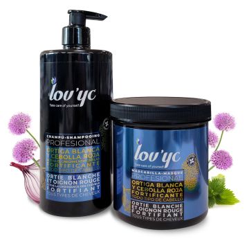 ЛАВ Ю СИ СЕТ ШАМПОАН И МАСКА ЗА КОСА С БЯЛА КОПРИВА И ЛУК 700 + 750 МЛ / СИН/ 