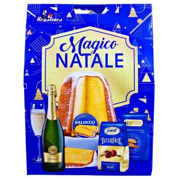 ИТАЛИАНСКИ НОВОГОДИШЕН БОКС БАЛОКО С ПАНДОРО ШАМПАНСКО И ЛАКОМСТВА /СИНЯ КУТИЯ/