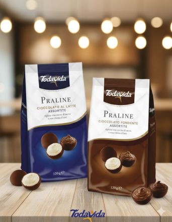 ШОКОЛАДОВИ БОНБОНИ ТОДАВИДА АСОРТИ С МЛЕЧЕН ШОКОЛАД 120 ГР / СИНИ/