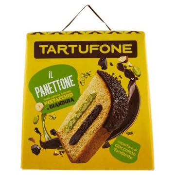 ПАНЕТОН ТАРТУФОНЕ С ТЕЧЕН ШОКОЛАД ОТГОРЕ И ШАМ ФЪСТЪК И ДЖАНДУЯ ШОКОЛАД ОТВЪТРЕ 800 ГР