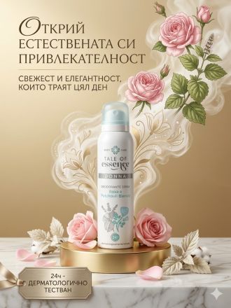 ТЕЛЕ ОФ ЕСЕНС ДЕЗОДОРАНТ РОЗА И ПАЧУЛИ БИАНКО 150 МЛ