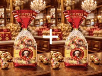 МОЦАРТ БОНБОНИ С ШОКОЛАД И ПЪЛНЕЖ ОТ НУГА КРЕМ 1 + 1 264 ГР /ПЛИК/