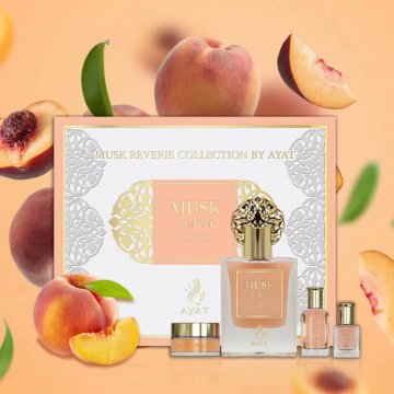 АРАБСКИ УНИСЕКС СЕТ AYAT PERFUMES MUSK PEACH ПАРФЮМ 50 МЛ ЛОСИОН ЗА ТЯЛО 20 МЛ И ПАРФЮМНО ОЛИО 5 МЛ