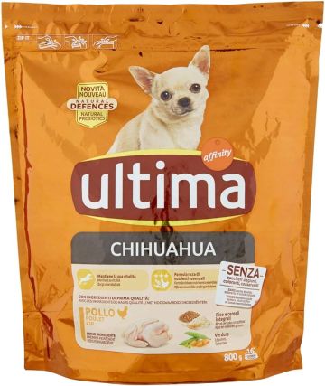 ИТАЛИАНСКА КУЧЕШКА ХРАНА ЗА МАЛКИ ПОРОДИ ЧИХУА ХУА ПАКЕТ 800 ГР