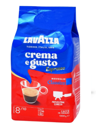 КАФЕ ЛАВАЦА КРЕМА ГУСТО КЛАСИКО НА ЗЪРНА ЗА ЕСПРЕСО 1000 ГР. 