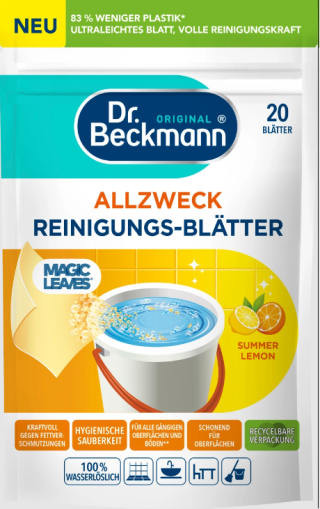 Д-Р БЕКМАН МЕДЖИК СЪМЪР ЛЕМОН РАЗТВОРИМИ ЛИСЧЕТА ЗА ПОЧИСТВАНЕ НА ПОДОВИ НАСТИЛКИ 20 БР / ЖЪЛТИ/