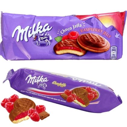 МИЛКА БИСКВИТИ ЧОКО ДЕСЕРТ С ПЪЛНЕЖ ОТ МАЛИНИ 147 ГР