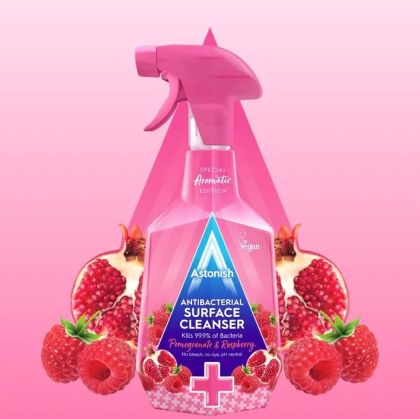 АСТОНИШ АНТИБАКТЕРИАЛЕН СПРЕЙ НАР И МАЛИНА 750 МЛ / РОЗОВ/