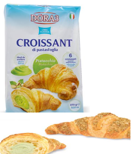 КРОАСАНИ ДОРА 3 С ШАМ ФЪСТЪК 6 БР В ПАКЕТ 270 ГР