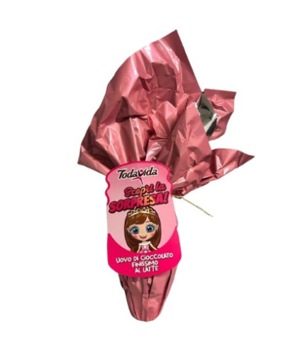 ЩРАУСОВО ЯЙЦЕ ТОДАВИДА ЗА МОМИЧЕ С МЛЕЧЕН ШОКОЛАД И ИЗНЕНАДА ВЪТРЕ 150 ГР /РОЗОВ ЦЕЛУФАН/