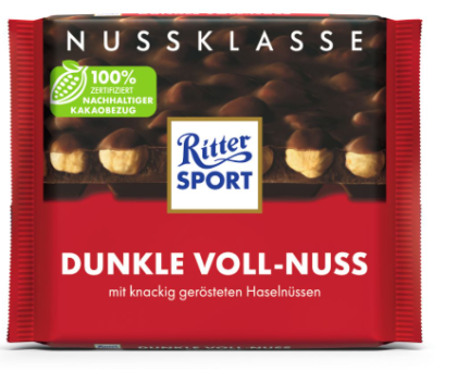 РИТЪР СПОРТ ЧЕРЕН ШОКОЛАД С ЦЕЛИ ЛЕШНИЦИ 100 ГР / ЧЕРВЕН / 