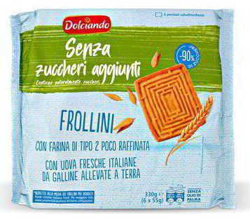 БИСКВИТИ ДОЛЧИАНДО С 4 ВИДА ЗЪРНА И ФИБРИ 6 Х 55 ГР