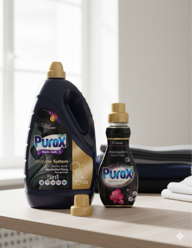 ПУРОКС  ТЕЧЕН ГЕЛ  ЗА ЧЕРНИ ДРЕХИ 4000 МЛ 133 ПР + ПОДАРЪК ПАРФЮМ ЗА ДРЕХИ ПУРОКС 400 МЛ / ЧЕРЕН/ 