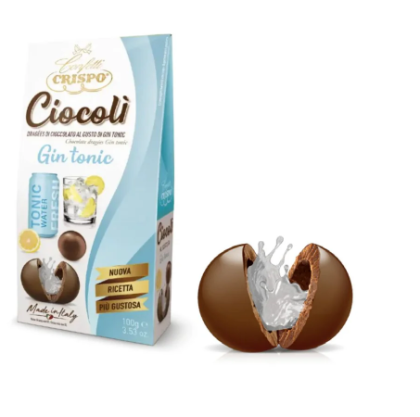 КУОРЕ ДОЛЧЕ ИТАЛИАНСКИ БОНБОНИ С МЛЕЧЕН ШОКОЛАД И С ДЖИН ТОНИК 100 ГР /СИН/