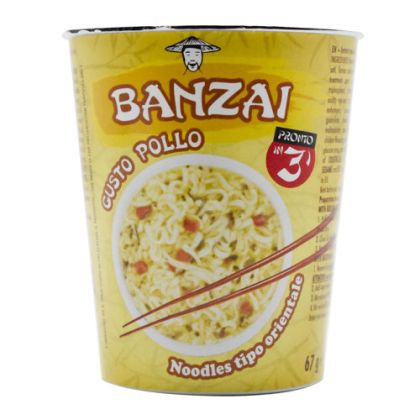 ИТАЛИАНСКИ НУДЕЛИ БАНЗАЙ С ПИЛЕ В КУПА 67 ГР /ЖЪЛТИ/
