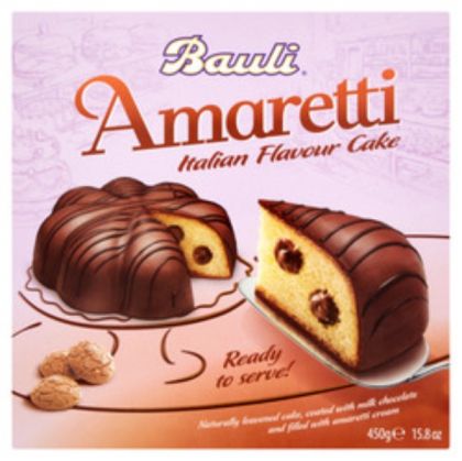 БАУЛИ КЕЙК ПОЛЯТ С МЛЕЧЕН ШОКОЛАД И ПЪЛНЕЖ ОТ КРЕМ АМАРЕТИ 450 ГР