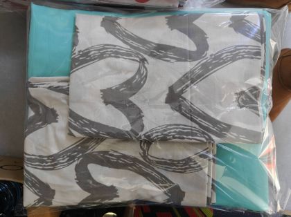 ЛУКСОЗЕН СПАЛЕН КОМПЛЕКТ СИВИ СЪРЦА/ТЮРКОАЗ  4 ЧАСТИ БЕЗ ЛАСТИК