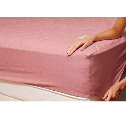 ЕДНОЦВЕТЕН ЧАРШАФ С ЛАСТИК ТЪМНО РОЗОВО 220 Х 240