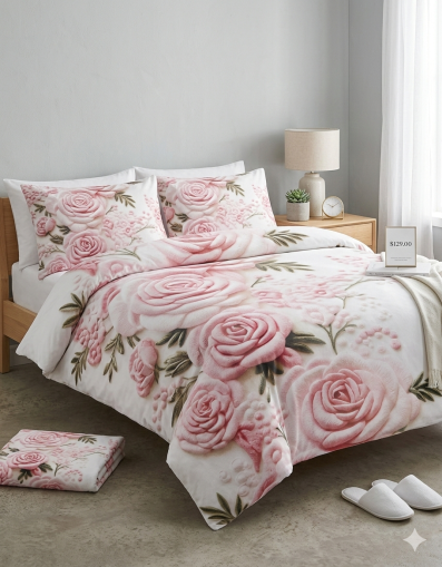 ЛУКСОЗЕН СПАЛЕН КОМПЛЕКТ 5 Д РОЗИ 3 ЧАСТИ 