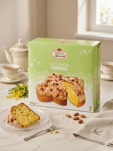 КОЛОМБА ДУКА МОСКАТИ ИТАЛИАНСКИ КОЗУНАК С БАДЕМ И ЗАХАРОСАНИ ПРЪЧИЦИ 750 ГР