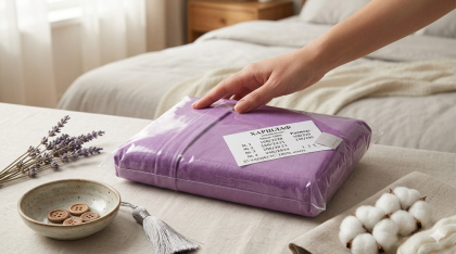 ЕДНОЦВЕТЕН ЧАРШАФ С ЛАСТИК ТЪМНО ЛИЛАВ 220 Х 240