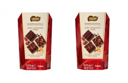 1+1 НЕСТЛЕ ДАРК ШОКОЛАДОВИ БЛОКЧЕТА ОТ ЧЕРЕН ШОКОЛАД И СОЕН КАРАМЕЛ 170 ГР 