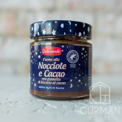 ТЕЧЕН ШОКОЛАД ДОЛЧИАНДО С НАТРОШЕНИ БИСКВИТКИ 350 ГР