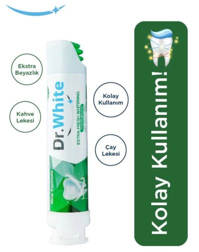 Д-Р УАЙТ ЕКСТРА ФРЕШ ИЗБЕЛВАЩА ПАСТА ЗА ЗЪБИ С МЕНТА 100 МЛ С ПОМПА /ЗЕЛЕНА/