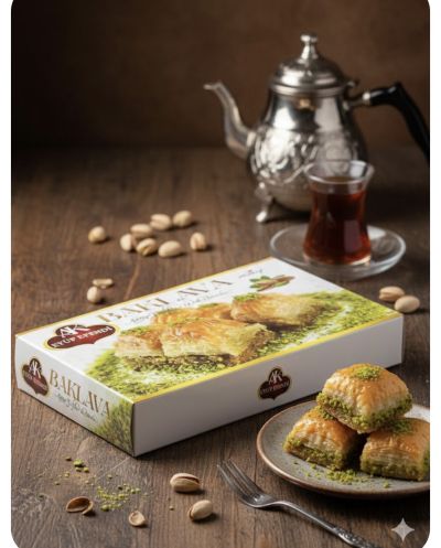 БАКЛАВА ЕФЕНДИ С ШАМ ФЪСТЪК В КУТИЯ 400 ГР