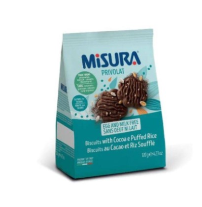 МИСУРА ОРИЗОВИ БИСКВИТИ С КАКАО БЕЗ МЛЯКО И ЯЙЦА 120 ГР 