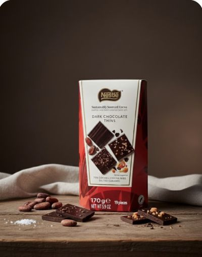 НЕСТЛЕ ДАРК ШОКОЛАДОВИ БЛОКЧЕТА ОТ ЧЕРЕН ШОКОЛАД И СОЕН КАРАМЕЛ 170 ГР 