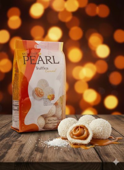 ШОКОЛАДОВИ БОНБОНИ ПЕРЛА КОКОС И КАРАМЕЛ 450ГР /ЖЪЛТИ/