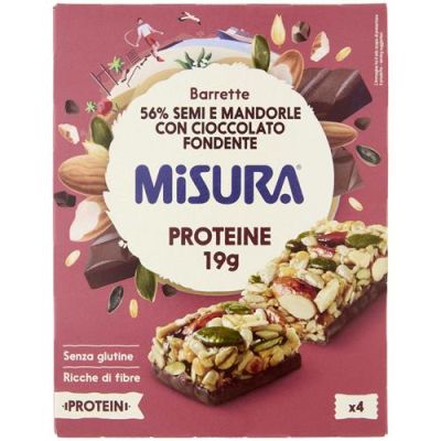 МИСУРА ПРТОТЕИНОВИ БАРЧЕТА СЕМЕНА И БАДЕМИ С ТЪМЕН ШОКОЛАД 4 X 30 ГР