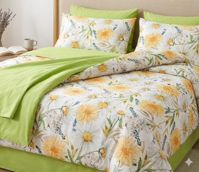 ЛУКСОЗЕН СПАЛЕН КОМПЛЕКТ ПРОЛЕТНИ МАРГАРИТКИ В ЗЕЛЕНО 5 ЧАСТИ БЕЗ ЛАСТИК