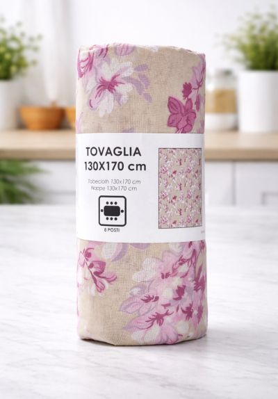 ИТАЛИАНСКА  ПОКРИВКА 130 Х 170 СМ / РОЗОВИ ЦВЕТЯ /