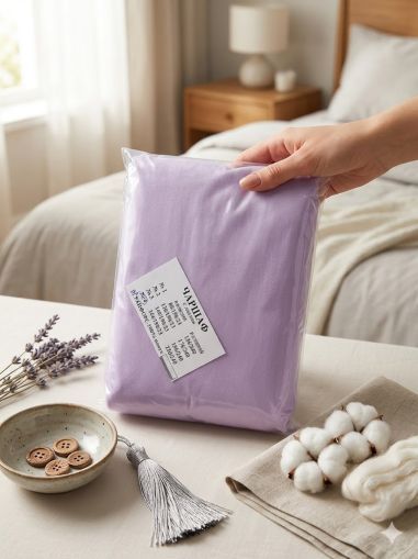 ЕДНОЦВЕТЕН ЧАРШАФ С ЛАСТИК СВЕТЛО ЛИЛАВ 220 Х 240