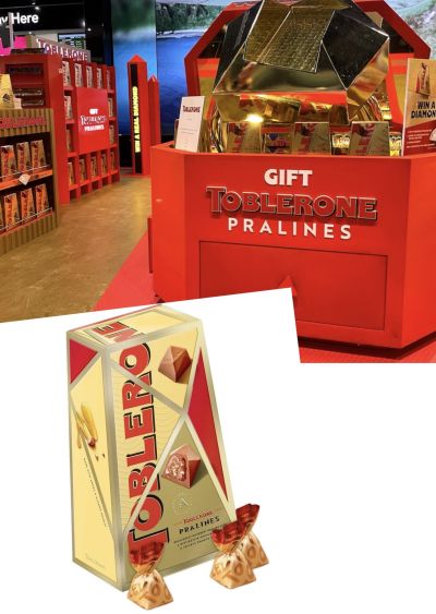 ТОБЛЕРОН ШОКОЛАДОВИ БОНБОНИ ПОД ФОРМАТА НА ДИАМАНТ ГОЛЯМА КУТИЯ 31 БР 300 ГР