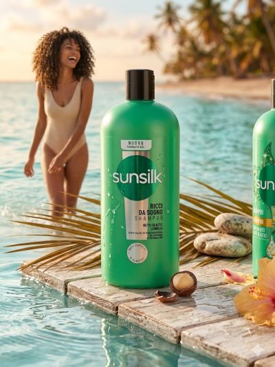 СЪНСИЛК ШАМПОАН ЗА КЪДРАВИ КОСИ С ВИТАМИН B5 810 МЛ ХХЛ /ЗЕЛЕН/