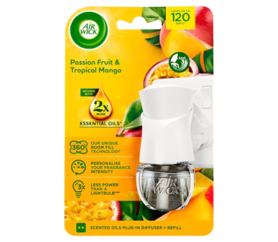 ЕЪР УИК ЕЛЕКТРИЧЕСКИ АРОМАТИЗАТОР ЗА СТАЯ ТРОПИКЪЛ МАНГО – КОМПЛЕКТ С ПЪЛНИТЕЛ 19 МЛ / ОРАНЖЕВ /