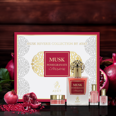 АРАБСКИ УНИСЕКС СЕТ AYAT PERFUMES MUSK POMEGRANATE ПАРФЮМ 50 МЛ ЛОСИОН ЗА ТЯЛО 20 МЛ И ПАРФЮМНО ОЛИО 5 МЛ