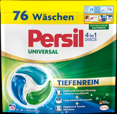 ПЕРСИЛ НЕМСКИ КАПСУЛИ ЗА УНИВЕРСАЛНО ПРАНЕ PERSIL UNIVERSAL 4in1 DISCS TIEFENREIN 76 ПРАНЕТА