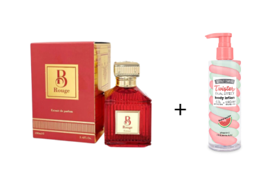 АРАБСКИ УНИСЕКС ПАРФЮМ FRAGRANCE WORLD B ROUGE EXTRAIT DE PARFUM 100 МЛ + THE FRUIT COMPANY TWISTER С ДИНЯ 200 ГР 