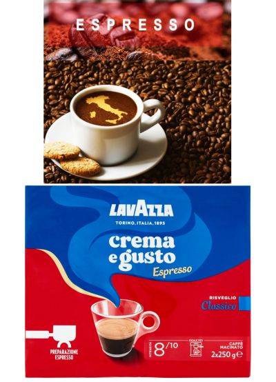 КАФЕ ЛАВАЦА КРЕМА ГУСТО КЛАСИКО 2 Х 250 ГР МЛЯНО ЗА ЕСПРЕСО